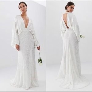 ASOS Ciara sequin kimono sleeve wedding dress